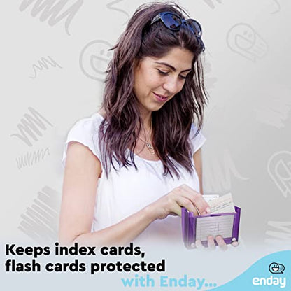 Enday Index Card Holder 3x5, Purple Index Card Case with 5 Tab Dividers, Index Card Organizer, Flash Card Holder, Holds 100 Cards, 4 Pack - color: PURPLE, size: 4