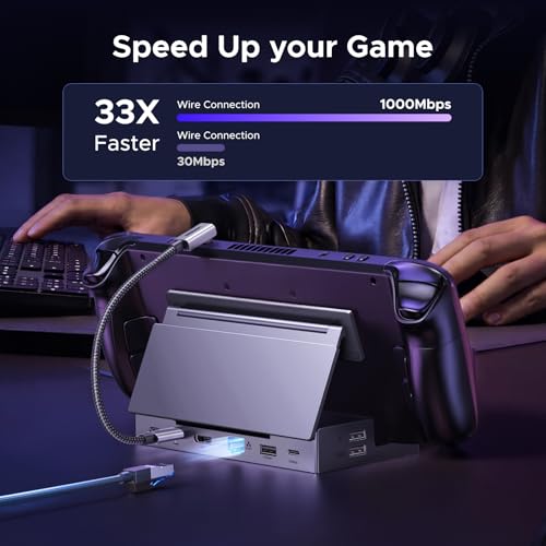 UGREEN Steam Deck Dock 9-in-1 USB C Docking Station with Foldable Stand, 4K@120Hz DP, Gigabit Ethernet, PD 100W, 10Gbps USB A&C 3.2, TF/SD for Steam Deck, Rog Ally, ROG Xbox Ally, Legion Go etc.