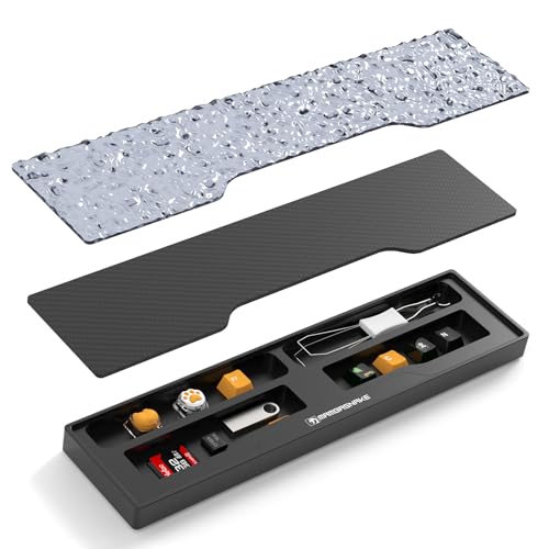 SELORSS x MANBASNAKE 68 Keys CNC Aluminum Alloy Keyboard Wrist Rest with Partition Storage Case, 2 Acrylic Top Covers, Ergonomic Non-Slip Support for Mechanical Keyboards, Ideal for Office/Home-Black - color: Black