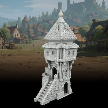 AUSPDICE RPG Scenery, 25mm Scale Unpainted TTRPG Medieval Village Building | 1:64 DND Terrain Building for Dungeons and Dragons, Tabletop Map Props, Fantasy Wargames and Miniature Games-AF1124B - color: Af1124b Medieval Village B