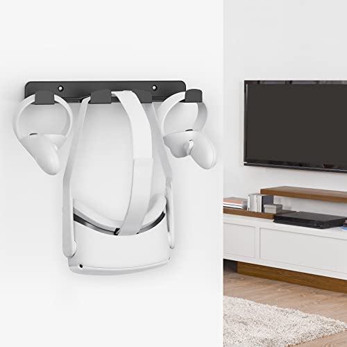 SOKUSIN VR Wall Mount - Storage Stand Holder Hook for Meta/Oculus Quest 2/3/Quest/Rift/Rift S/PSVR 2/Valve Index/HTC Vive/HP Reverb G2/PlayStation VR Headsets, Gaming Controller Hanger Space Saving - color: Black
