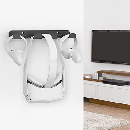 SOKUSIN VR Wall Mount - Storage Stand Holder Hook for Meta/Oculus Quest 2/3/Quest/Rift/Rift S/PSVR 2/Valve Index/HTC Vive/HP Reverb G2/PlayStation VR Headsets, Gaming Controller Hanger Space Saving - color: Black