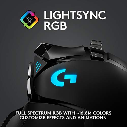Logitech G502 Lightspeed Wireless Gaming Mouse - Black | RGB, Adjustable Weights, 11 Programmable Buttons, POWERPLAY Compatible, On-Board Memory, for PC/Mac - style: Wireless