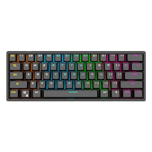 Waterproof Gaming Keyboard USB Wired Mechanical Keyboard | 60 Percent Keyboard for Computer Portable Light Up Keyboards RGB Backlit Keyboards Gaming Accessories Cool Stuff (61 Keys)