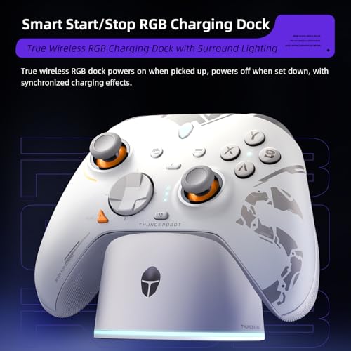 Thunderobot G80 1000HZ Wireless Gaming Controller for NS/PC/iOS/Android with Charging Dock,Hall-effect Adjustable Joystick,Dual-Mode Force-Switch Triggers,Optical Micro Switches (White) [android,ios] - color: White