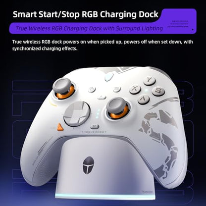 Thunderobot G80 1000HZ Wireless Gaming Controller for NS/PC/iOS/Android with Charging Dock,Hall-effect Adjustable Joystick,Dual-Mode Force-Switch Triggers,Optical Micro Switches (White) [android,ios] - color: White