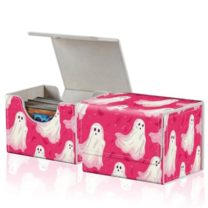 for MTG Commander Deck Box,Card Deck Box for Trading Yugioh MTG,Fits 100 Double Sleeved Cards,PU Leather Strong Magnet Case for Magic Commander TCG CCG,Cute Pink Spirit - color: Cute Pink Spirit