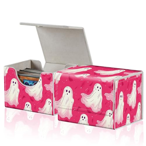 for MTG Commander Deck Box,Card Deck Box for Trading Yugioh MTG,Fits 100 Double Sleeved Cards,PU Leather Strong Magnet Case for Magic Commander TCG CCG,Cute Pink Spirit - color: Cute Pink Spirit