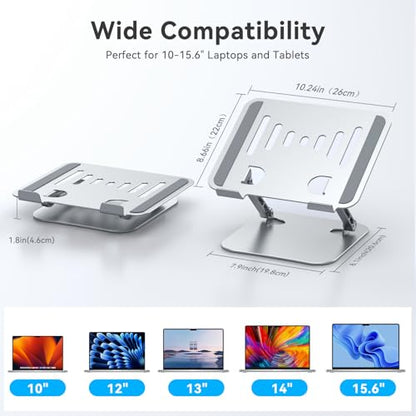 K&ZZ Laptop Stand for Desk, Adjustable Laptop Holder with Ventilated Cooling, Portable Desktop Book Stands Riser Compatible with 17.3 inch laptops - color: 03-Silver