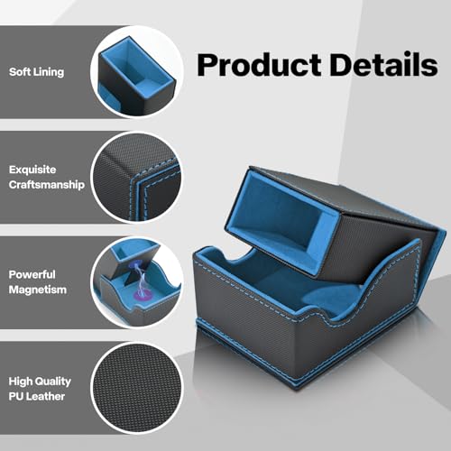 Dice Roller Tower, Premium DND Magnetic Dice Tray, Foldable PU Leather Dice Tower RPG Gifts for Dungeons and Dragons MTG Dm & Player Black/Blue - color: Black/Blue