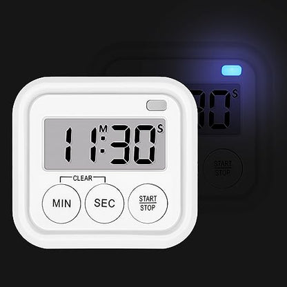 Timer, Kitchen Timers for Cooking Classroom Timer for Kids Teachers Digital Magnetic Timers 2 Pack, White - color: White