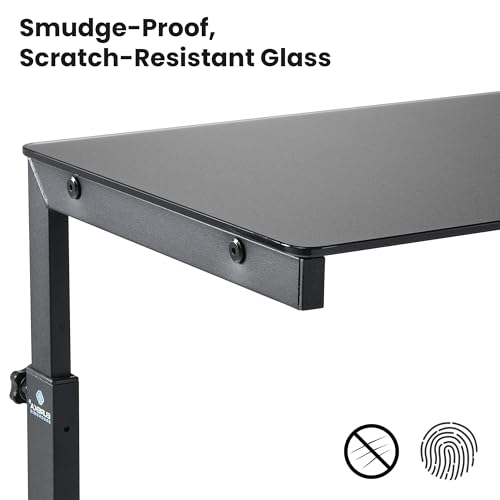 EUREKA ERGONOMIC PC Stand Computer Cart Frosted Glass, Height Adjustable Tower Stand 2-Tier Suit for ATX Case Printer, Metal Rolling Cart on Wheels for Gaming Home Office, Black - color: Frosted Glass Black