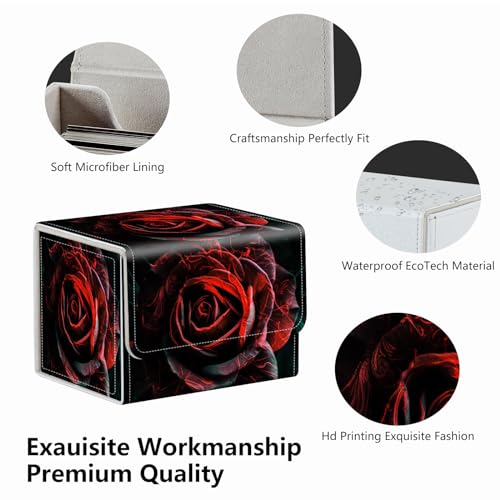 Strong Magnet Card Case Deck Box Mtg Card Box Playing Card Box Magic Deck Box Tcg Up to 200 Cards Creative Pattern Trading Card Storage Box for Collectible Card Games, Black And Red Roses - color: Black And Red Roses