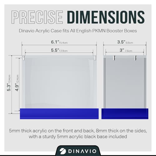 Dinavio Crafthouse PKMN Booster Box Case Acrylic Display - Booster Box Protector Case - 8mm + 5mm Acrylic 5x3mm Magnets - Compatible with PKMN Booster Boxes (Blue Base) - color: Blue Base