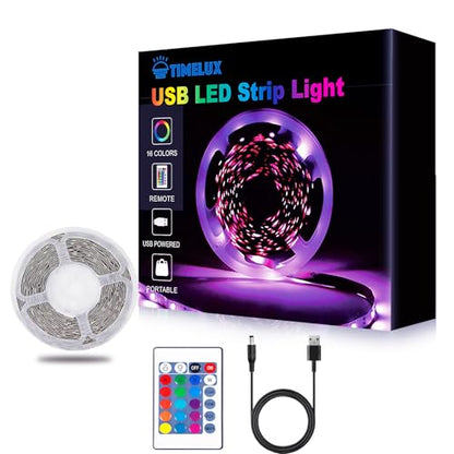 20ft LED Strip Lights Color Changing Mood lamp USB 5V Operated RGB 5050 LED Tape Lights Bedroom, Kitchen Cabinet Light with IR Remote Controller and Dimmable - size: 20FT