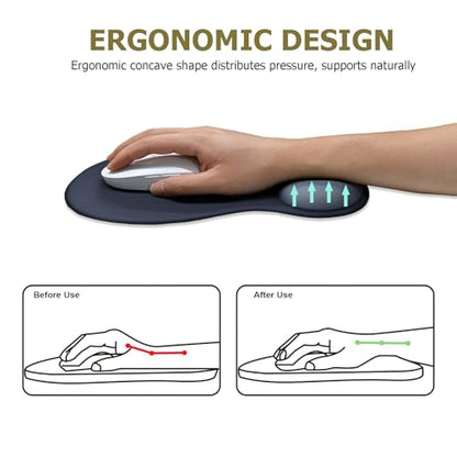 Ergonomic Mouse Pad with Wrist Rest and Keyboard Wrist Rest, Onyx Black | Wrist Rest for Computer Keyboard with Non-Slip PU Base, Pain Relief, Gel Mousepad with Wrist Support for Home & Gaming - color: Onyx Black