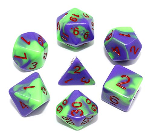 DND Dice Set Purple & Green RPG Polyhedral Dice Fit Dungeons and Dragons(D&D) Pathfinder MTG Tabletop Role Playing Game 7-Die Dice Set - color: Green&purple