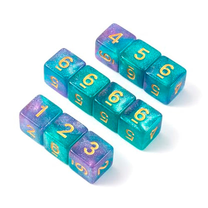 10 Pieces Polyhedral D6 Dice Set, 6 Sided Dice 16mm Square Edge Dice for RPG MTG DND Table Games (Green Purple) - color: Green Purple
