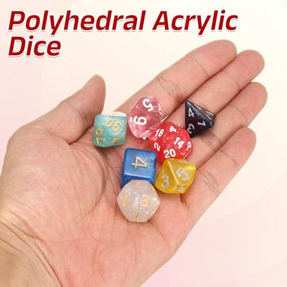 uxcell Polyhedral Dice Set, 7 Pcs Acrylic Dice for Role Playing Table Games Tabletop Gaming Accessories, Transparent Rose Red - color: Transparent Rose Red