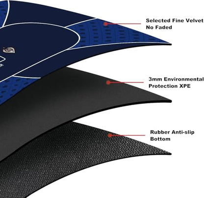 YUZPKRSI 79 x 39 Inch Blue Poker Mat, 8 Players Texas Hold'em Poker Rubber Mat Poker Topper for Tables, Folding Portable Poker Table Top Layout w/Carrying Bag for Poker Games, Casino - color: Dark Blue