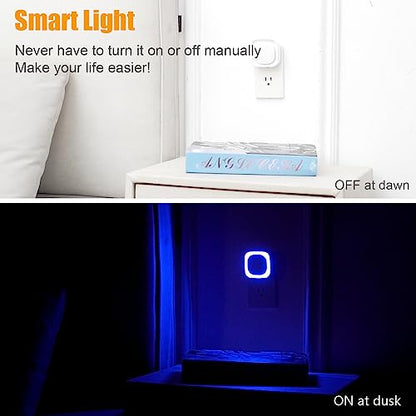 2 Pack Plug in Dimmable Night Light, Blue Nightlight, Auto Dusk to Dawn Sensor, LED Night Light, Soft Glow, Diffused Light for Bathroom, Hallway, Stairs, Kitchen, Bedroom | Auto Dusk to Dawn, Dimmable Reflected Light, Auto ON/OFF Eye-Care Plug in LED Nigh