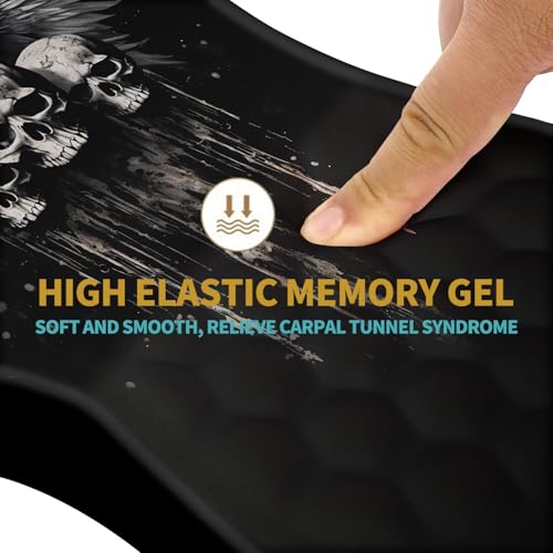 Hokafenle Ergonomic Mouse Pad Wrist Support with Massage Design, Wrist Rest Pain Relief Mousepad with Memory Foam&Non-Slip PU Base, Mouse Pads for Wireless Mouse & Desk (12x8 inch,Demon Angel) - color: HK028-Demon Angel