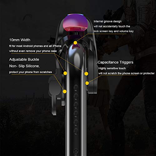 GOFOYO CK3 Mobile Triggers,Mobile Game Controller, Game Trigger for PUBG/Free Fire/Call of Duty,Shooter Sensitive Controller Joysticks Trigger for iPhone&Android Phone (CK3 with 3 pair Finger Sleeves) - color: CK3 with 3 pair Finger Sleeves