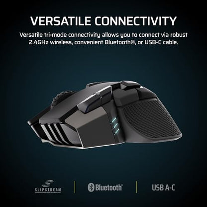 Corsair IRONCLAW Wireless SE Gaming Mouse – 26,000 DPI, Ergonomic Design for Larger Hands, 10 Programmable Buttons, for MOBA, FPS, MMO – Black