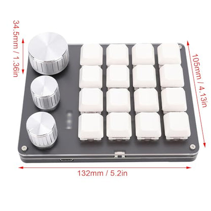 Custom Keypad Macro Pad Programmable 16 Key Wired Small Mechanical Gaming Keyboard for Copying Pasting PS Graphics (White) - color: White