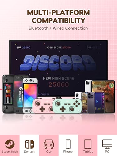 IINE Retro Pocket Game Controller with Hall Effect Joysticks, Switch 1 & 2 Compatible, Wireless Gamepad for Steam Deck, PC, Android, iOS, Customizable D-Pad, Vibration & Motion Control (Mint Choco) - color: Mint Choco