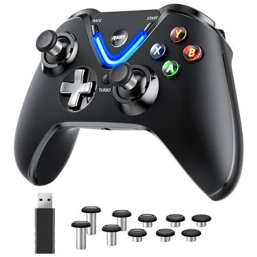 RALAN Wireless Controller with Paddles for Xbox One S/X, Xbox Series S/X, Windows PC, 2.4G Wireless Adapter with 3.5mm Headphone Jack, ALPS Joystick, Hall Effect Sensing Trigger, Rechargeable Battery