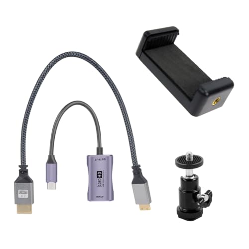 Hot Shoe Mount Adapter Kit Compatible Cell Phone/Tablet to DSLR Camera Monitor with 4K HDMI HD Capture Card for Gaming, Video, Conference and Live Streaming