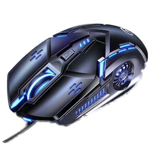 CHONCHOW Gaming Mouse - Wired, 6 Buttons, 4 Adjustable DPI Up to 3200 DPI, 7 Color LED Light, Used for Games and Office, Compatible with Computer/Laptop/Tablets (Black) - color: Black