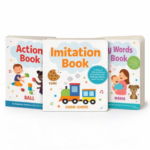 Toddlers Speech Board Book Bundle for Toddlers Ages 0–4 – First Words, Verbs & Imitation Learning Books by a Speech Therapist - Action Book - My Words Book - Imitation Book (3-Book Set)