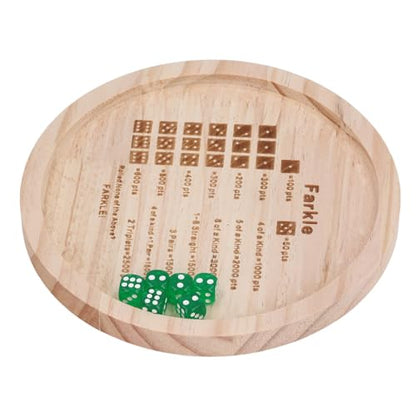 Farkle Dice Tray, Premium Wooden Dice Tray for Classic Family Game Night, Improve Math Skills with 6 & Storage Bag (Round 18cm) - color: Round 18cm