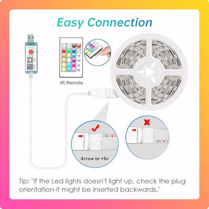 CHARKEE 25ft LED Strip Lights USB-Powered, Color Changing RGB LED Strip Lights for Bedroom/TV Backlight/Gaming Lighting, Music Sync SMD 5050 Flexible LED Lights with Remote/APP Control - size: Bluetooth 25ft USB Powered