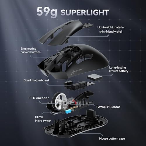 ATTACK SHARK X68HE 60% Wired RT 8K Keyboard and Wireless R1 Mouse-Moonlight | Adjustable Actuation,Hall Effect Mechanical Magnetic Switch,Coiled Cable,USB C/2.4Ghz/BT Ultralight 18K DPI Mice for PC Gamer - color: Moonlight, size: Keyboard Mouse