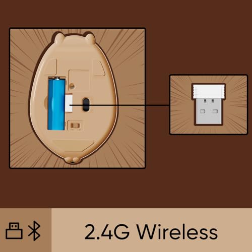 Akko 무선 게이밍 마우스 카피바라, 트라이모드 마우스 BT3.0/BT5.0/2.4G, 컴퓨터/노트북/데스크톱/PC용 귀여운 광학 무선 만화 마우스, 맥/윈도우와 호환 - color: 카피바라