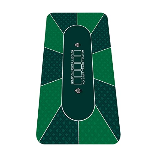 nuveti 63 x 31 Foldable Texas Poker Card Tabletop Layout Portable Anti-Slip Rubber Board Game Mat Poker Table Mat 8-10 Players Texas Hold'em Poker Mat - color: 63 X 31 Inch Rectangular-green7