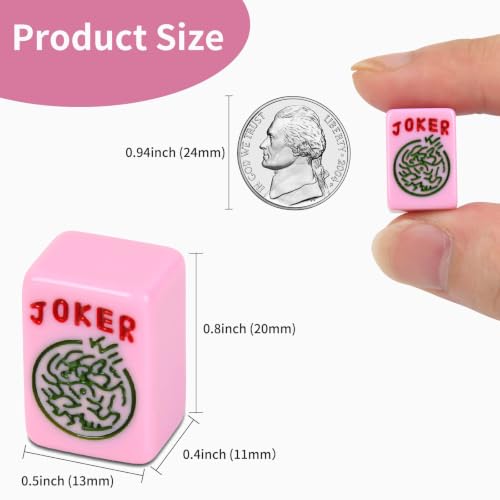 Travel American Mahjong Tile Set, 166 PCS 0.8 Inch Mini Mahjong Game Tiles, 4 Wooden Racks, Floral Storage Bag, 3 Dice & Beginner's Guide, Complete Portable Set (Pink) - color: Pink
