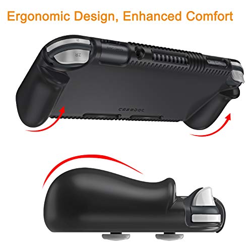 FINTIE Soft Silicone Protective Case for Nintendo Switch Lite 2019 | Ergonomic Grip, Anti-Slip, Shock-Absorption & Anti-Scratch, Lightweight Grip Case Cover, Black - color: Black