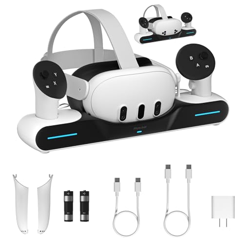 Magnetic Charging Dock Station for Meta Quest 3/3S Charging Stand | Charging station for quest 3/3S accessories, fast charging, space-saving VR organizer for VR gamers & family users charger