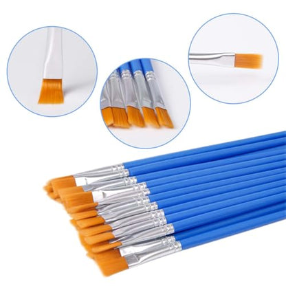 UPINS 30 Pcs Flat Paint Brushes, Small Brush Bulk for Detail Painting | Nylon Bristles Plastic Short Handle, Art Crafts School Projects, Flat Detail Painting, Crafts Face Painting - style: Flat Paint Brushes