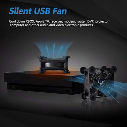 Dual 80mm USB Speed Control Fan, 5V Portable Cooling Fan for Flat-Screen TV Receiver Router DVR PlayStation Xbox Computer Cabinet Cooler