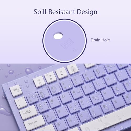 COLIKES Wired Keyboard, Ultra-Thin USB Wired Computer Keyboard, Low-Profile Keys, Spill-Resistant, Multimedia Keys, Compatible with Windows, Mac, Chrome, Linux, and Android-Purple - color: Purple