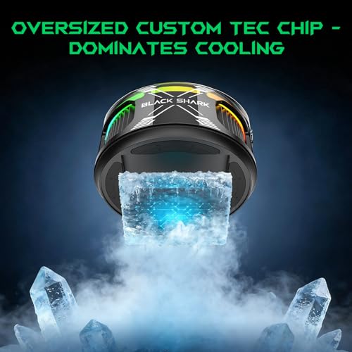 Black Shark Magnetic Phone Cooler 6 Pro – Smart Display, Magnetic Ring Plate, Addressable RGB LEDs, App-Controlled Cooling Fan for iPhone MagSafe, Android & iPad – Gaming, Streaming & Photography
