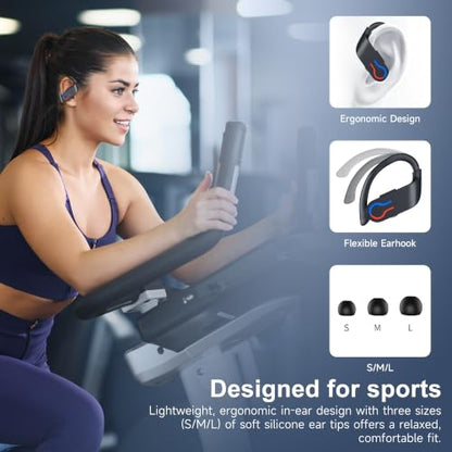 Wireless Earbuds 120hrs Bluetooth 6.1 Headphone Sport, 2026 Bluetooth Earbuds with Fast Charging Case Dual LED Display Earphones ENC Noise Cancelling Mic with Easy Button Controls, IPX7 Waterproof