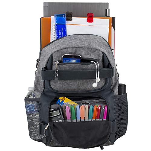 Eastsport Travel Skateboard Backpack Double Strap Laptop Bag Multi-Sport Design for Men and Women, Graystone Chambray - color: Graystone Chambray