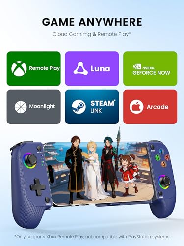 Mocagen MC1 Phone Controller for iPhone & Android – Ergonomic Grip, Low Latency, Case Friendly, Bluetooth Mobile Controller with Hall Effect Joysticks, Portable Travel Companion for Car/Leisure(Blue) - color: Blue