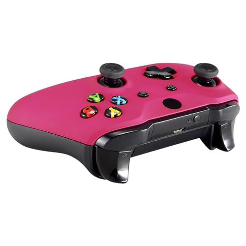 eXtremeRate Red Rose Faceplate Cover, Soft Touch Front Housing Shell Case, Comfortable Soft Grip Replacement Kit for Xbox One X & One S Controller Model 1708 - Controller NOT Included - color: Rose Red